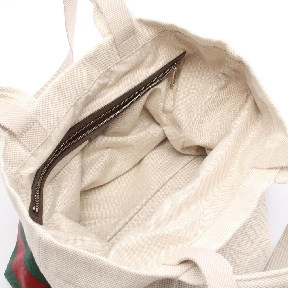 Gucci Sherry Tote Bag Canvas Ivory White Green Red - Picture 3 of 4